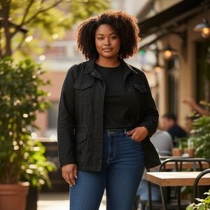 Lane Bryant Black Military Field Jacket